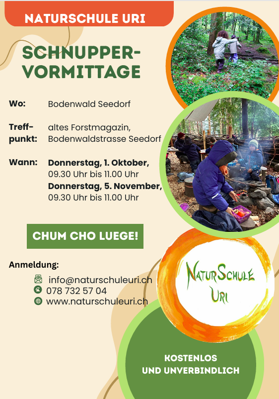 Flyer Schnuppervormittage der NaturSchule Uri